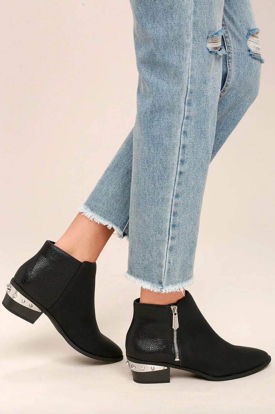 Circus by Sam Edelman Holt Black Leather Ankle Boots Size 10 Spikes Trendy Rock